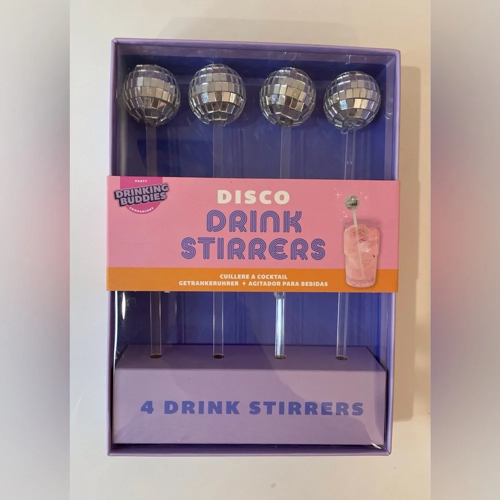 NWT Vintage Disco‎ Ball Swizzle Stick Set